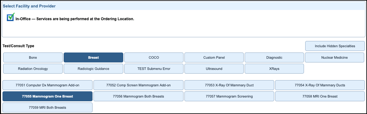 radiology orders in-office