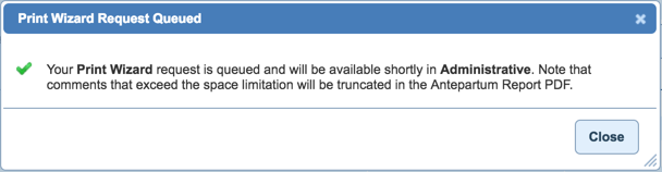 export antepartum report queued