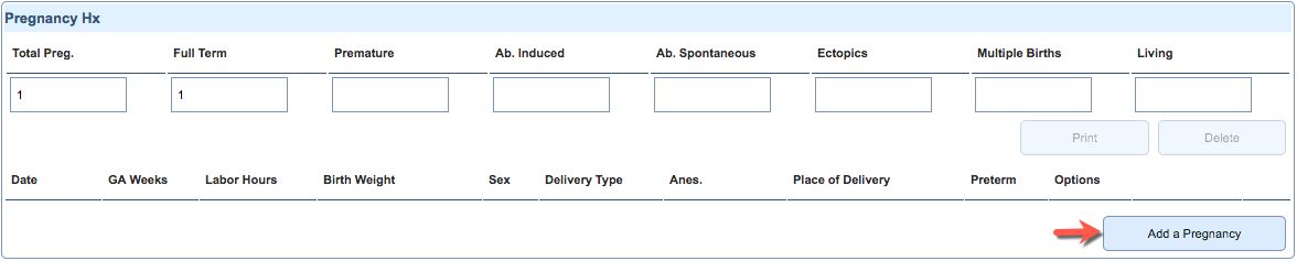 obstetric hx add pregnancy