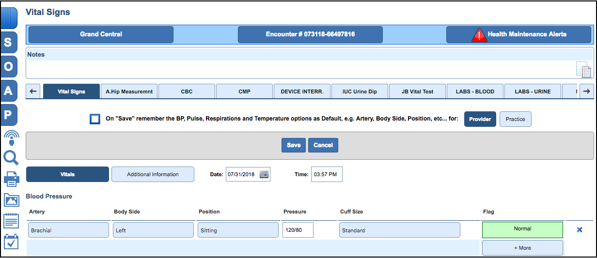 vital signs enter vitals
