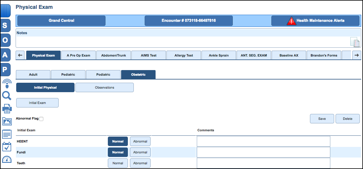 obstetric hx initial physical