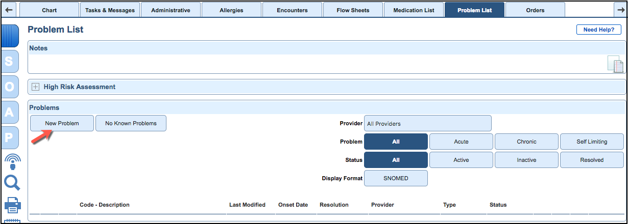 problem list new problem