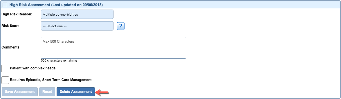 problem list delete assessment