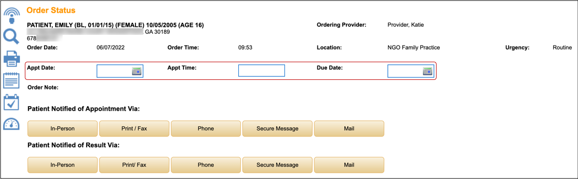 order status appt