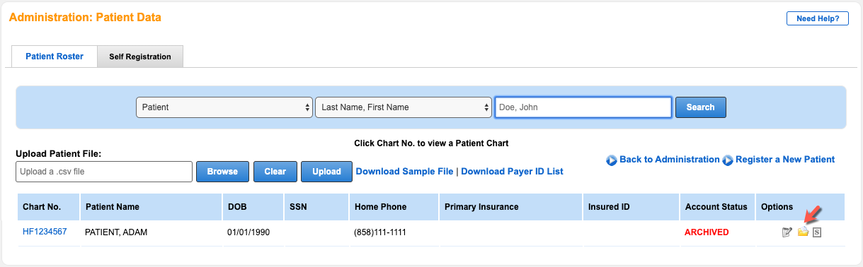 patient roster archived patient