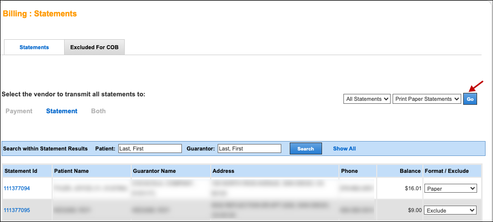 Print paper statements