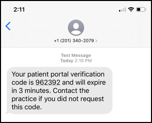 verification code text message