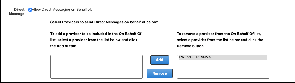 user maintenance direct message