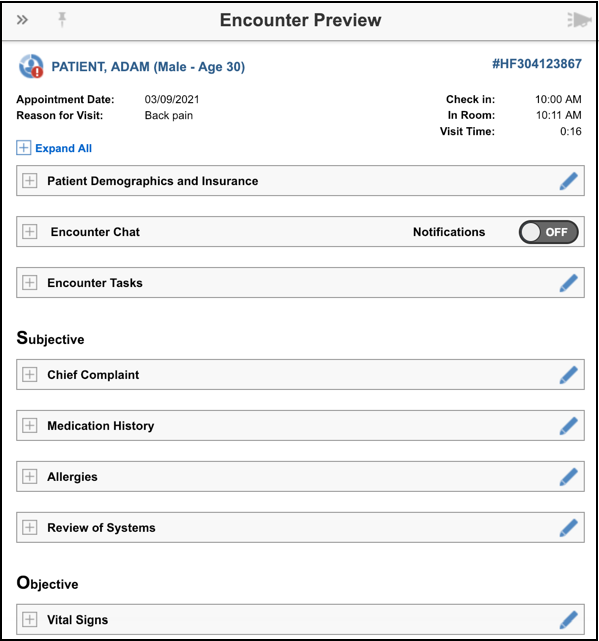 encounter preview collapsed