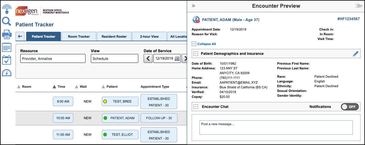 patient scorecard encounter preview