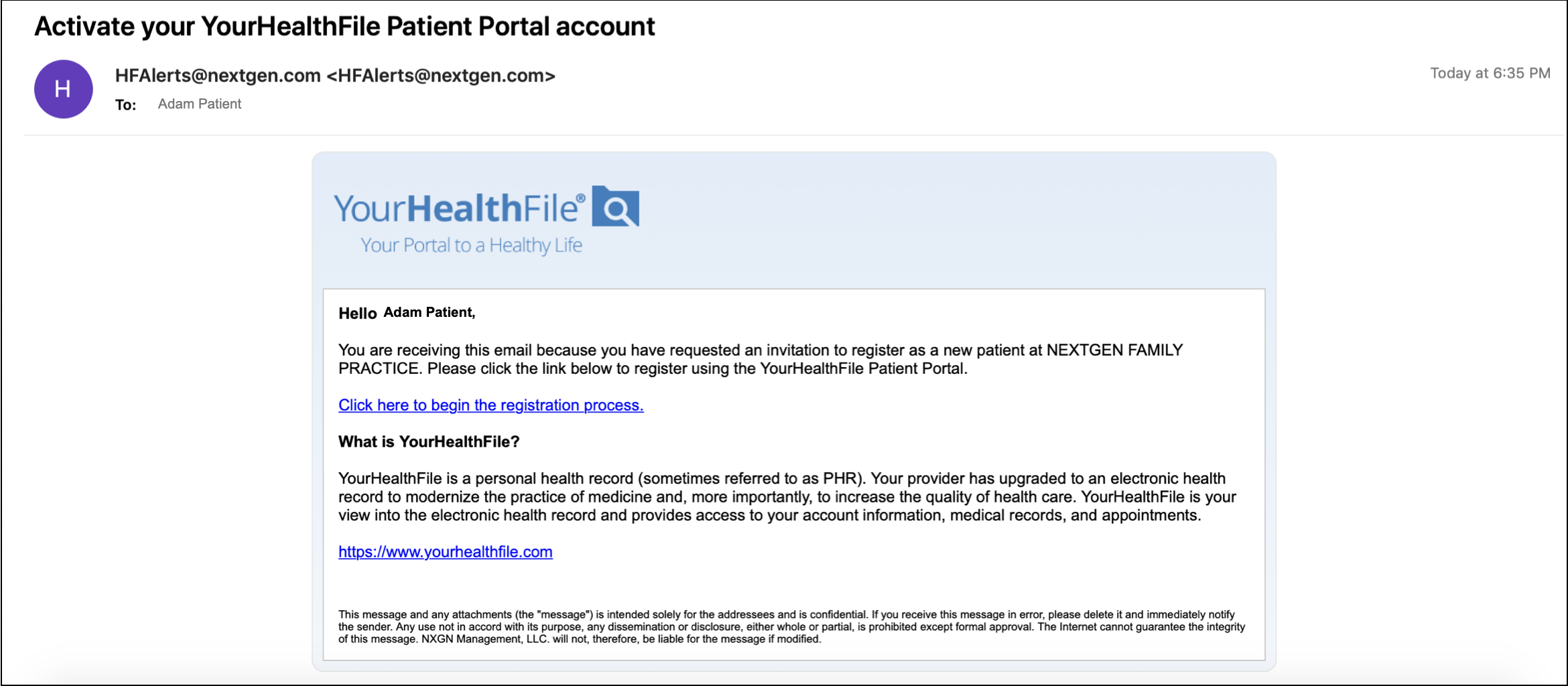 self registration activation email