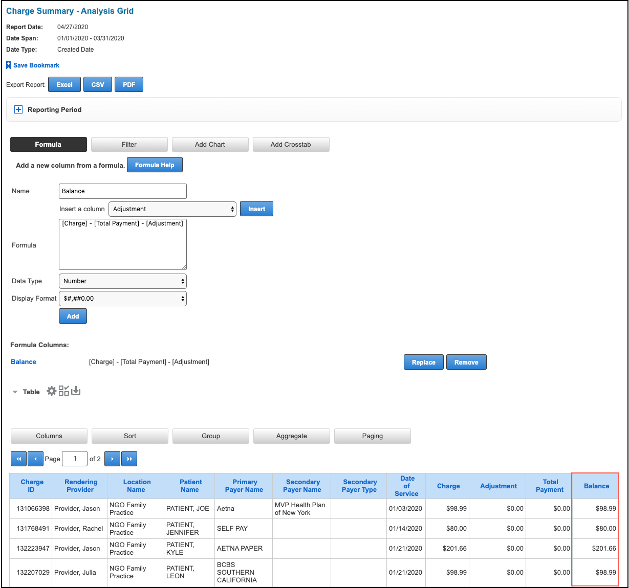 analysis grid formula