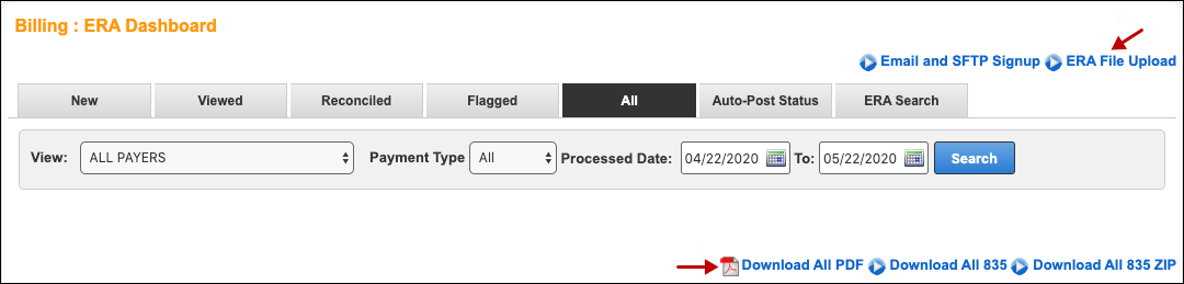 ERA Dashboard upload download