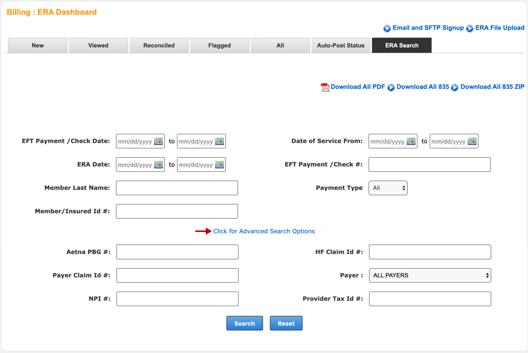 ERA Dashboard ERA search