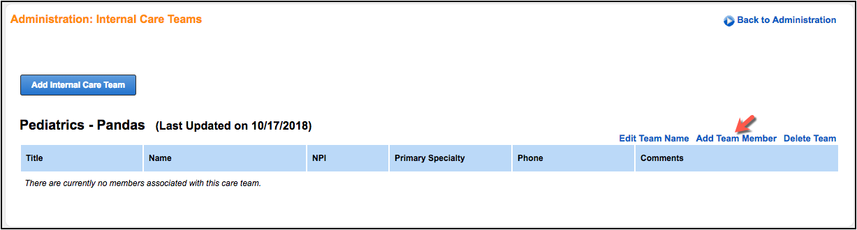 internal care teams add team member