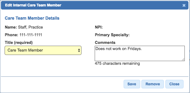 internal care teams edit member