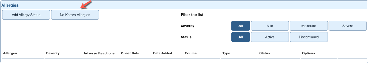 no known allergies
