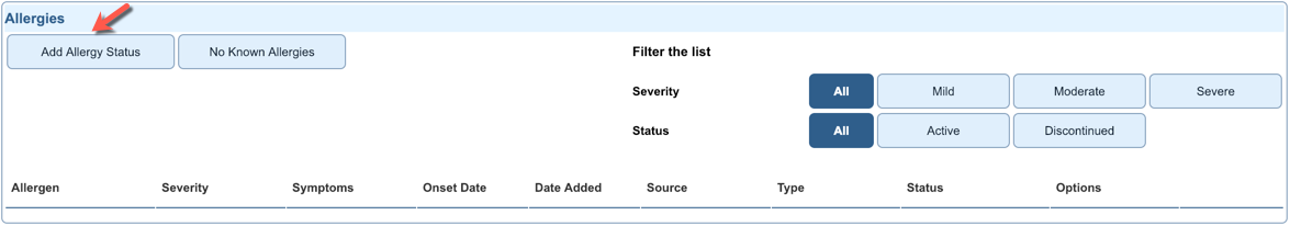 add allergy status