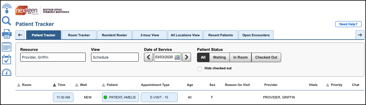 patient tracker e-visit