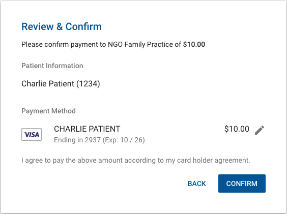instamed guest pay review confirm