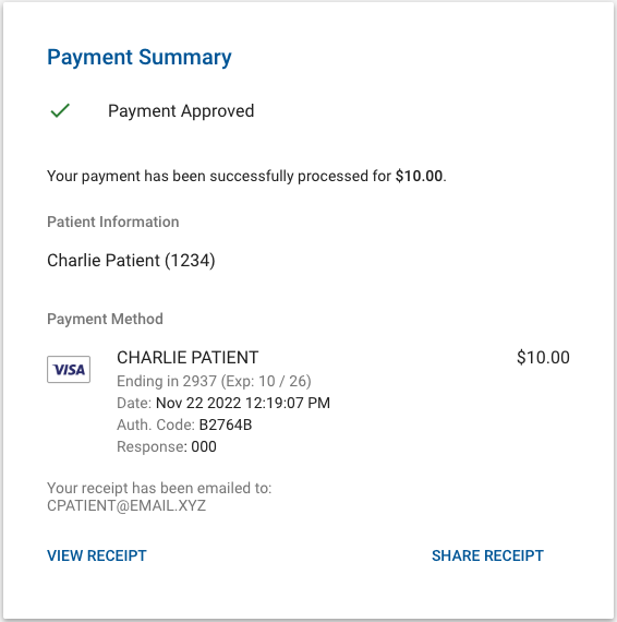 instamed guest pay payment summary