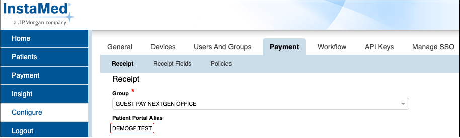 instamed patient portal alias
