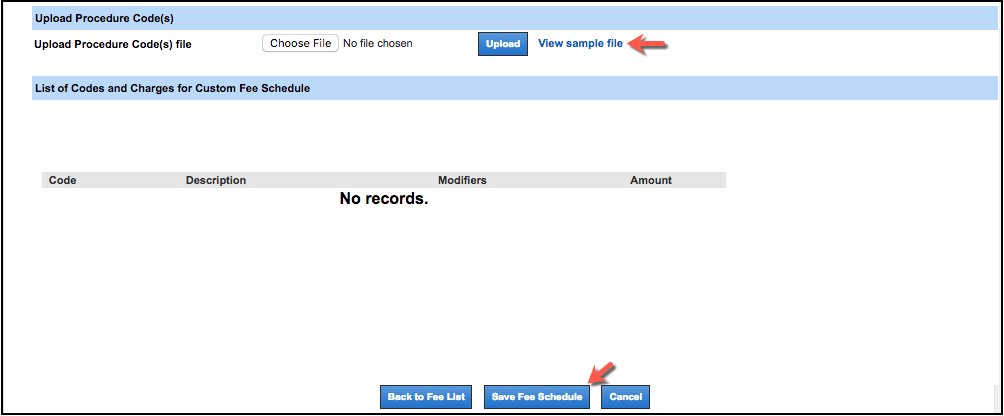 fee schedule custom csv