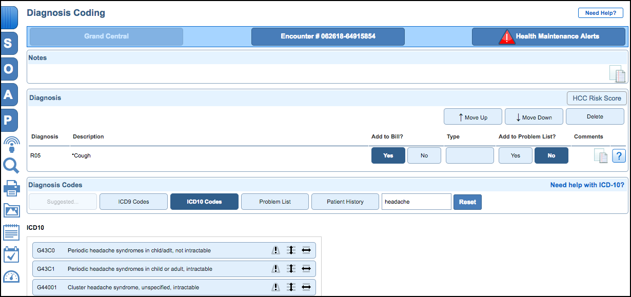 diagnosis coding options