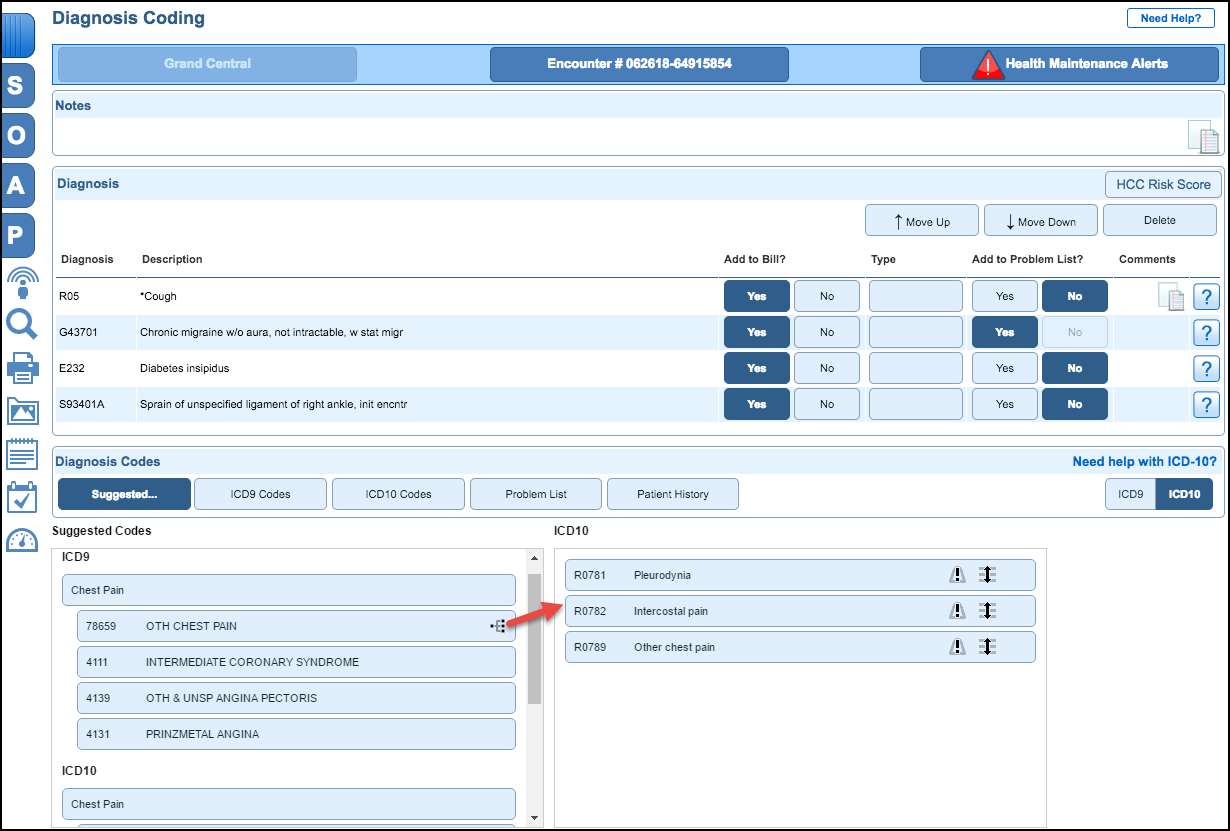 diagnosis coding suggested codes
