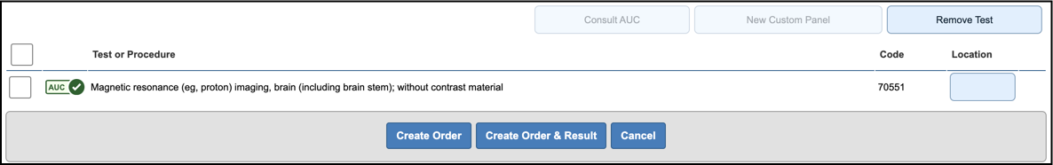 consult AUC create order