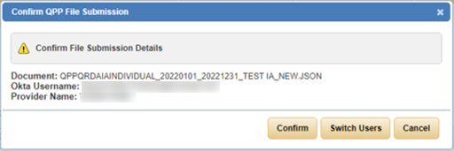 confirm QPP file submission IA