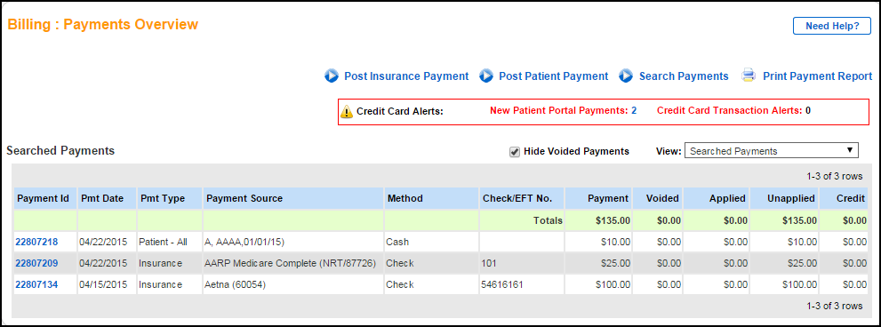 view associated payments