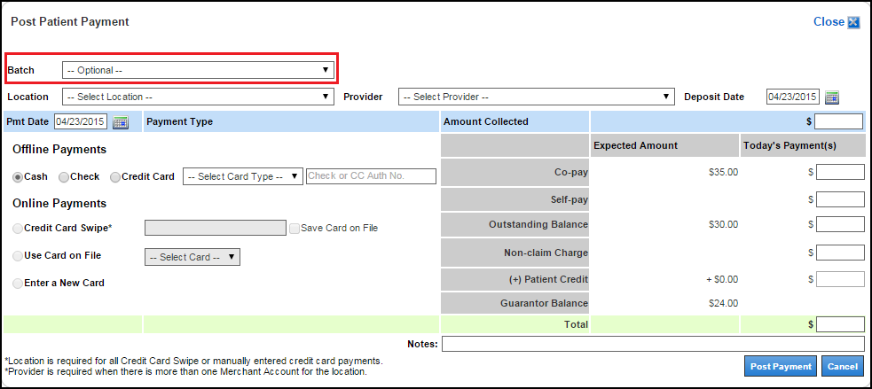 associate patient payment