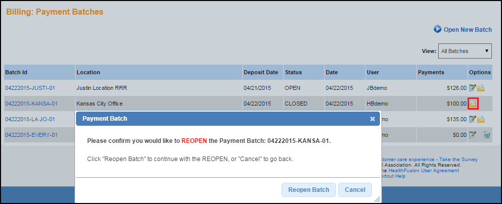 reopen payment batch