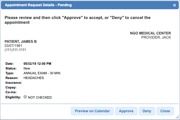 appt request pending