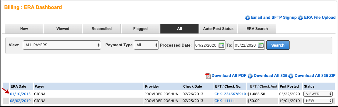 era dashboard era date