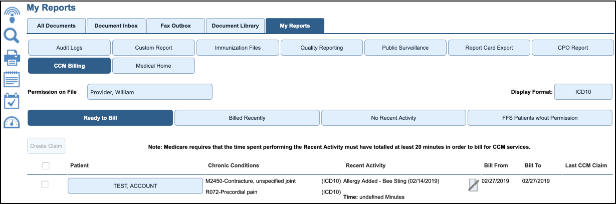 my reports CCM billing